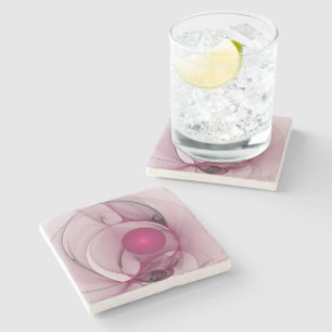 Porta-copo De Pedra Swing Fractal, Abstrato moderna, Arte Rosa Berry