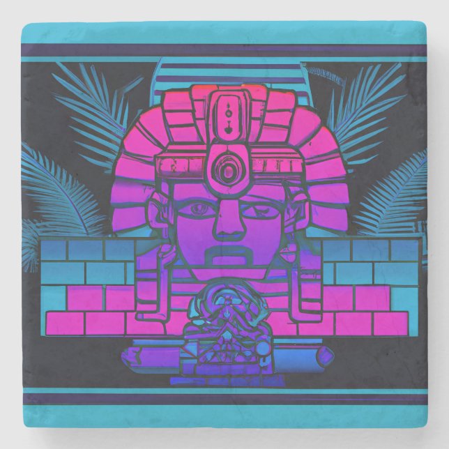 Porta-copo De Pedra Synthwave Pharaoh (Frente)