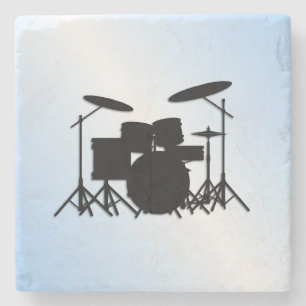 Porta-copo De Pedra Tambores Música Design Azul