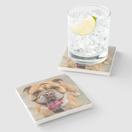 Porta-copo De Pedra Tan Happy Dog Photo