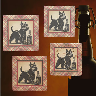 Porta-copo De Pedra Tartan Xadrez Terra Scottish Terrier