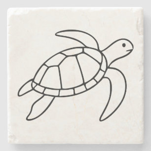 Porta-copo De Pedra Tartaruga Marinha Arte Linear – Animal Marinho Min