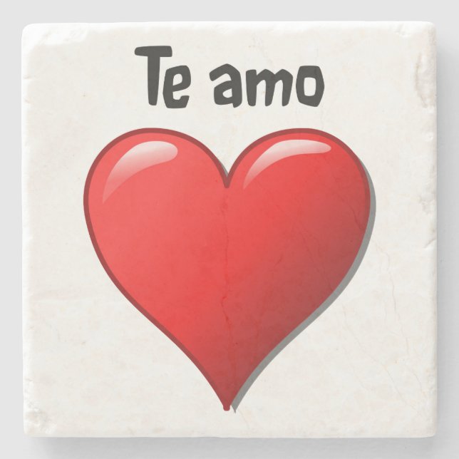 Porta-copo De Pedra Te amo - Eu te amo no espanhol (Frente)