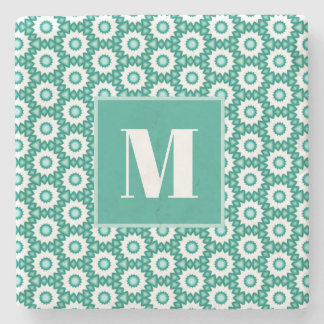Porta-copo De Pedra Teal and Turquoise Initial Stone Coaster