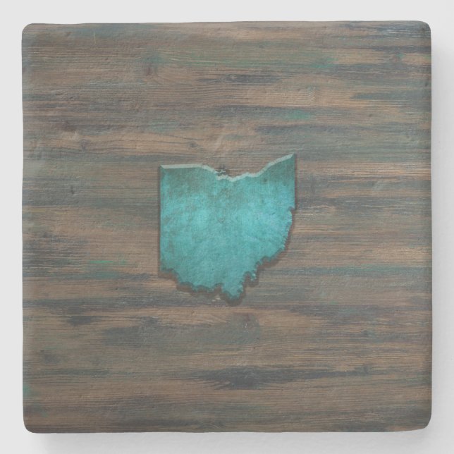 Porta-copo De Pedra Teal em Forma de Ohio (Frente)