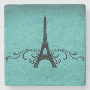 Porta-copo De Pedra Teal Vintage French Flourish