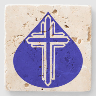 Porta-copo De Pedra Teardrop Cross em Azul