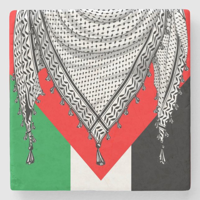 Porta-copo De Pedra Tecido Tradicional do Keffiyeh Scarf Palestino (Frente)