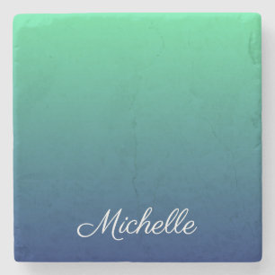Porta-copo De Pedra Tecla verde e azul personalizada