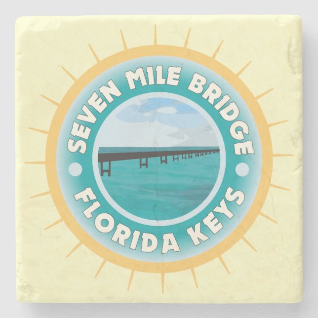 Porta-copo De Pedra Teclas Seven Mile Bridge Florida (Frente)