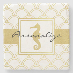 Porta-copo De Pedra Tema da Praia Chic Moderna Dourada Glitter Seacava