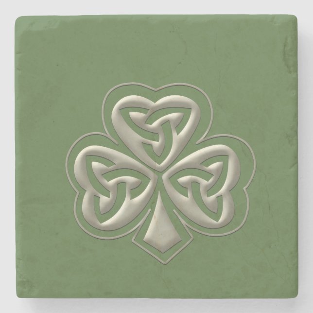 Porta-copo De Pedra Tendência elegante, shamrock irlandês sortudo (Frente)
