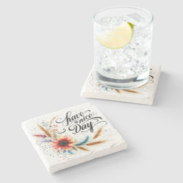 Porta-copo De Pedra Tenha um bom dia floral