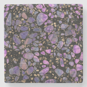 Porta-copo De Pedra Terraço - labradorite e ouro no mármore #2