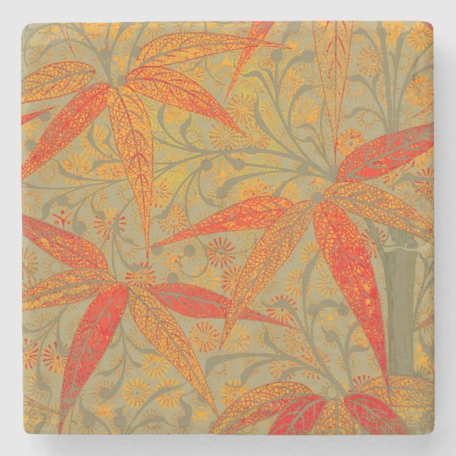 Porta-copo De Pedra Terthy Bamboo Art Vintage Impressão Orange (Frente)