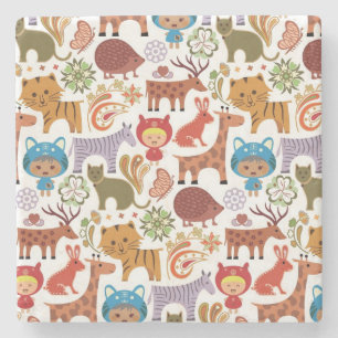 Porta-copo De Pedra Teste padrão abstrato da criança e dos animais