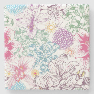Porta-copo De Pedra Teste padrão bonito com flores coloridas