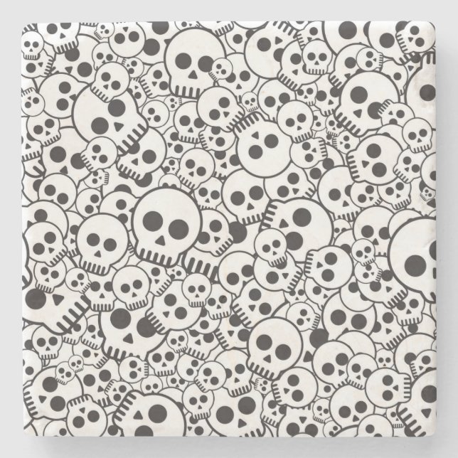 Porta-copo De Pedra Teste padrão com crânios (Frente)