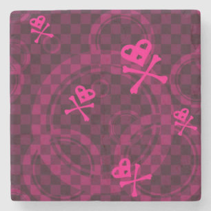 Porta-copo De Pedra Teste padrão cor-de-rosa de Emo com círculos