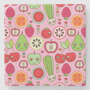 Porta-copo De Pedra teste padrão da ilustração da cozinha da fruta