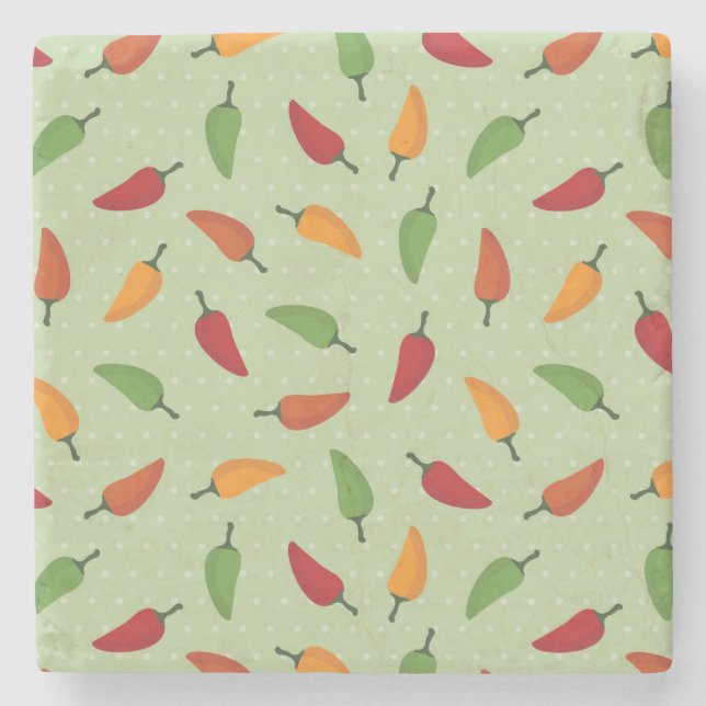 Porta-copo De Pedra Teste padrão da pimenta (Frente)