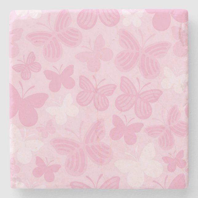 Porta-copo De Pedra Teste padrão de borboleta (Frente)