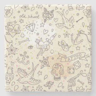 Porta-copo De Pedra Teste padrão do conceito do tatuagem