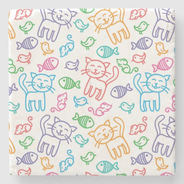 Porta-copo De Pedra teste padrão do gato (Frente)