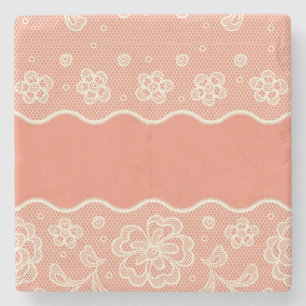 Porta-copo De Pedra Teste padrão do laço, vintage 4 da flor