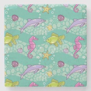 Porta-copo De Pedra Teste padrão do mar do verão