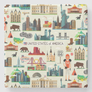 Porta-copo De Pedra Teste padrão dos símbolos dos Estados Unidos