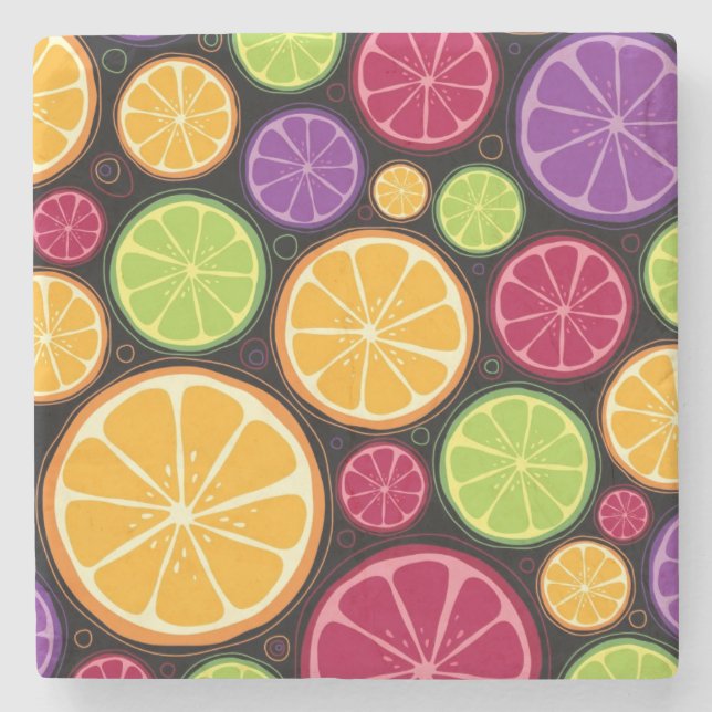 Porta-copo De Pedra Teste padrão e fundo alaranjados (Frente)