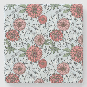Porta-copo De Pedra Teste padrão floral 3