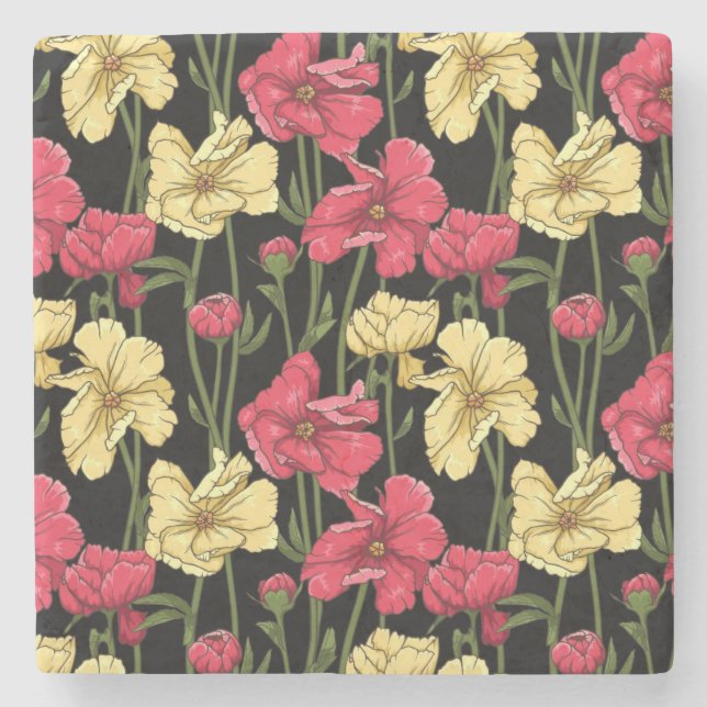 Porta-copo De Pedra Teste padrão floral elegante 2 (Frente)