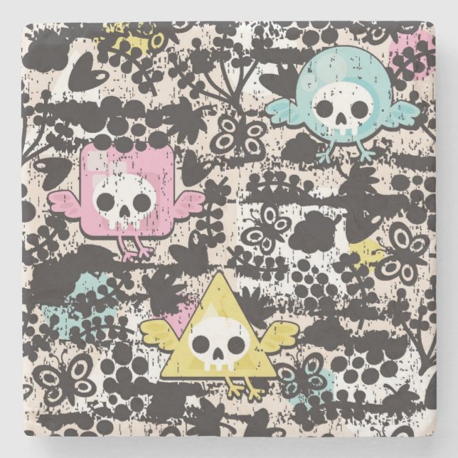 Porta-copo De Pedra Teste padrão louco dos pássaros (Frente)