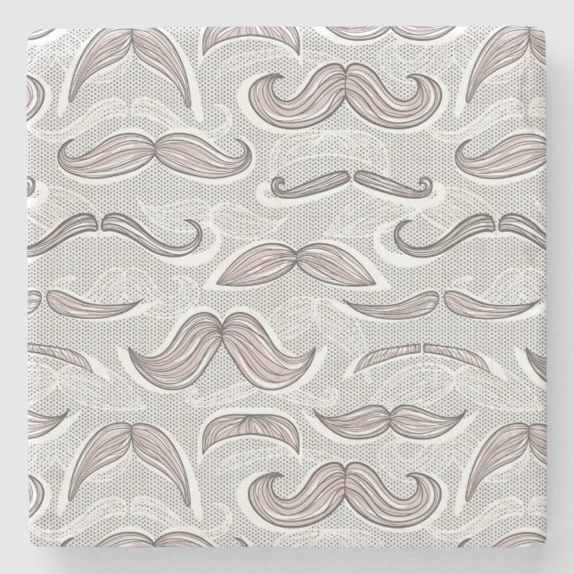 Porta-copo De Pedra Teste padrão na moda do bigode (Frente)