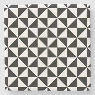 Porta-copo De Pedra Teste padrão preto e branco do triângulo