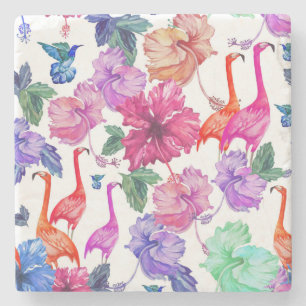 Porta-copo De Pedra Teste padrão tropical da aguarela