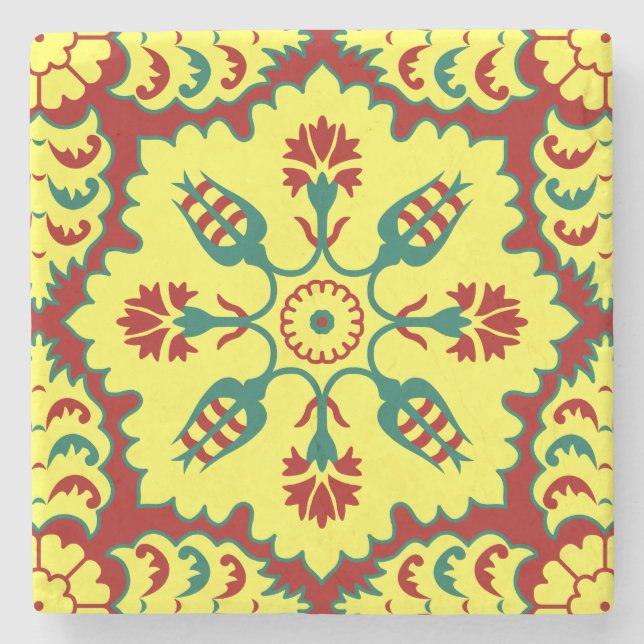 Porta-copo De Pedra Teste padrão turco da tulipa do otomano no (Frente)