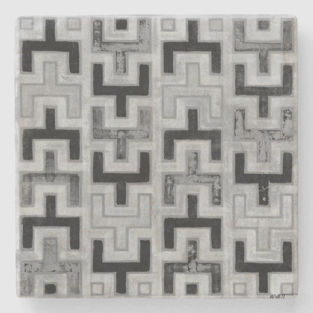 Porta-copo De Pedra Têxtil africano de mudo com Padrões geométricos (Frente)