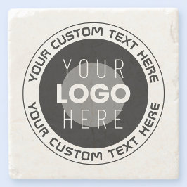 Porta-copo De Pedra Texto circular editável e logotipo substituível | 
