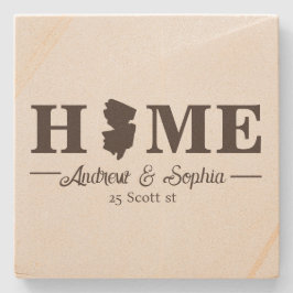 Porta-copo De Pedra Texto da Cinza de Nome do Casal do Mapa de Nova Je