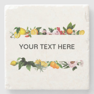 Porta-copo De Pedra Texto personalizado de quadro de limão e fruta