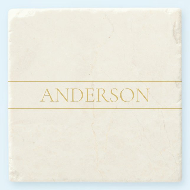 Porta-copo De Pedra Texto Personalizável Elegante Simples | Branco Dou (Criador carregado)