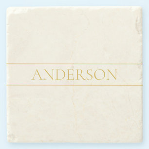 Porta-copo De Pedra Texto Simples Elegante Personalizável Dourado Br