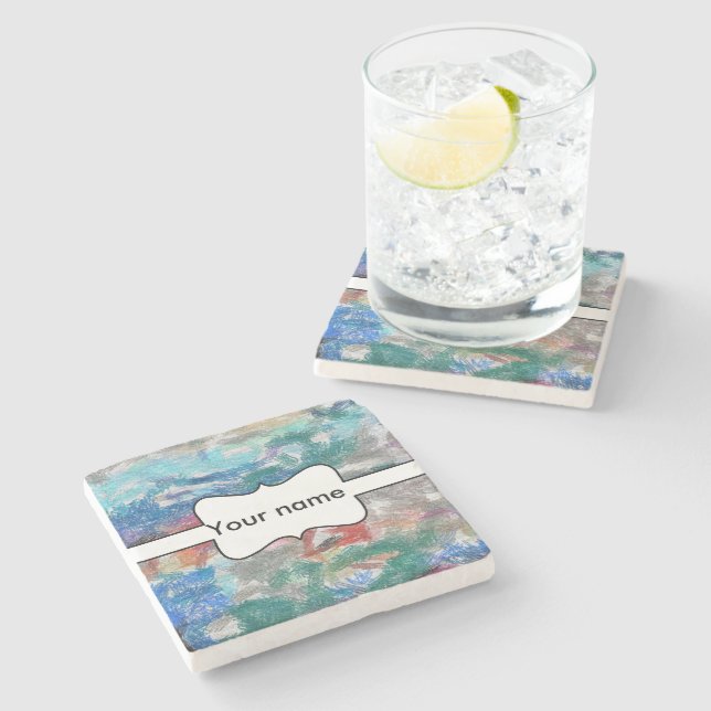 Porta-copo De Pedra Textura de Crayons (Lateral)