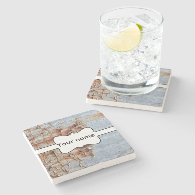 Porta-copo De Pedra Textura de pintura a descascar (Lateral)