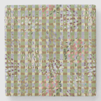 Porta-copo De Pedra Textured Pointillism Grid Pattern Artwork