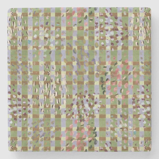 Porta-copo De Pedra Textured Pointillism Grid Pattern Artwork (Frente)