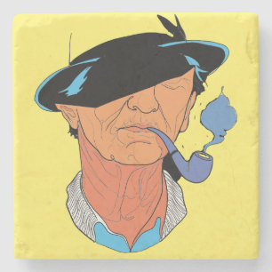 Porta-copo De Pedra The Blue Smoke Sailor: Minimalist Portrait